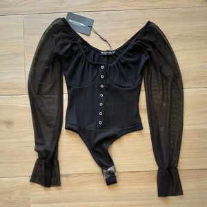 PrettyLittleThing Black Off-Shoulder Bodysuit